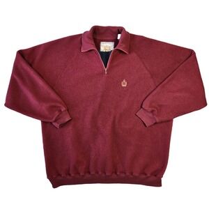 Bugle Boy Company Men XL Burgundy Quarter Zip Fleece Pullover Vintage 90s Maroon